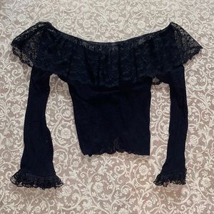 Y2K Early 2000s vintage ruffle off shoulder blouse